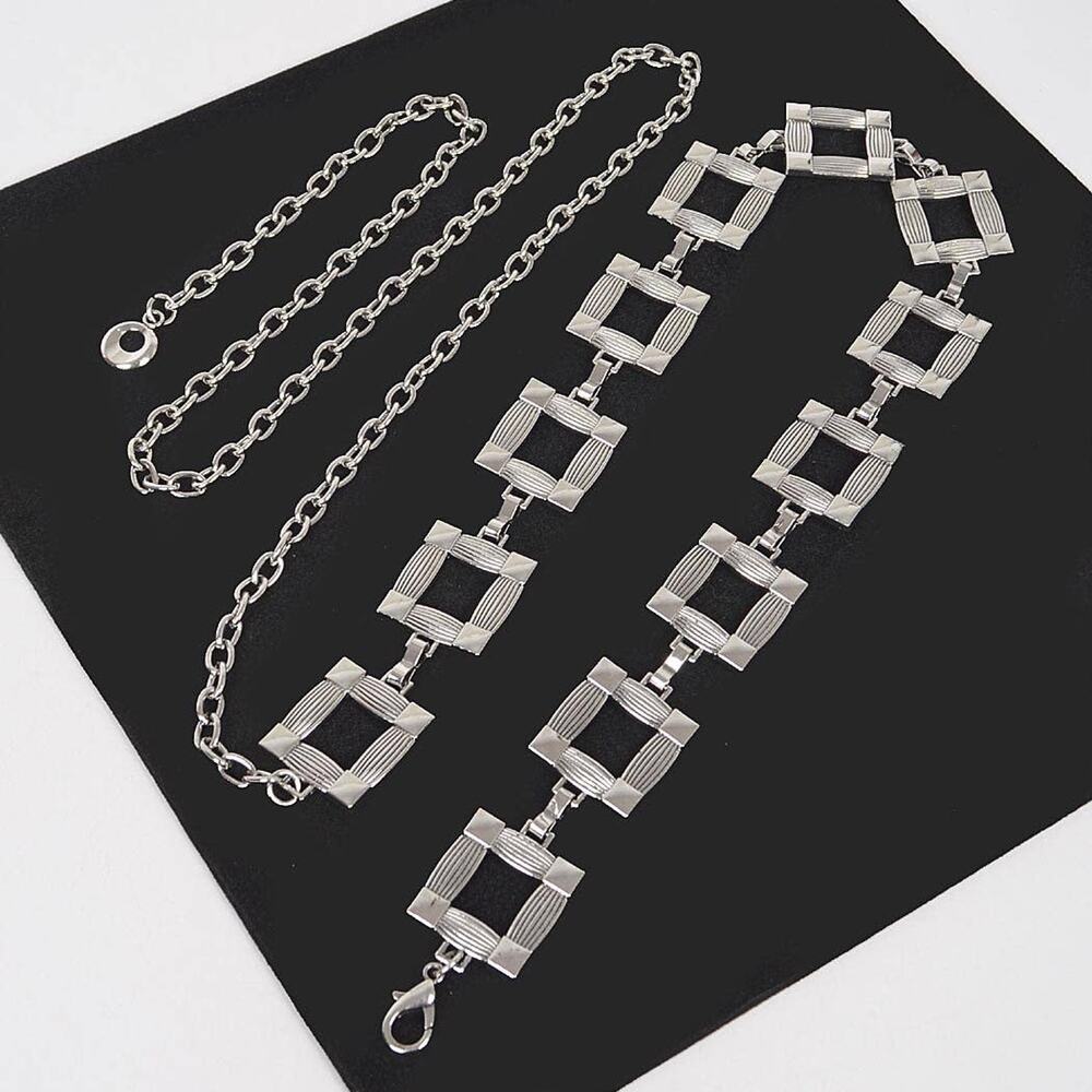 Square Metal Plus Size Chain Belt - Picture 8 of 10